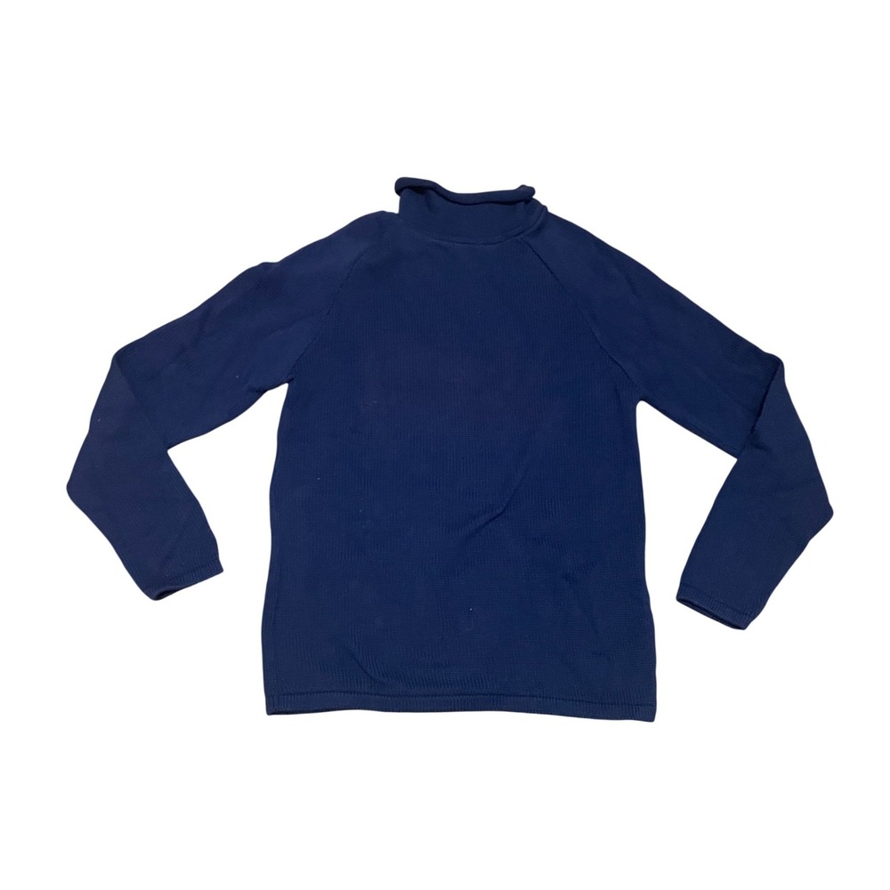 VTG Appleseed's Just Right Women's 1X Navy Blue Roll Neck Cotton Sweater NWT